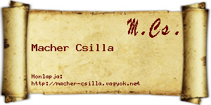 Macher Csilla névjegykártya